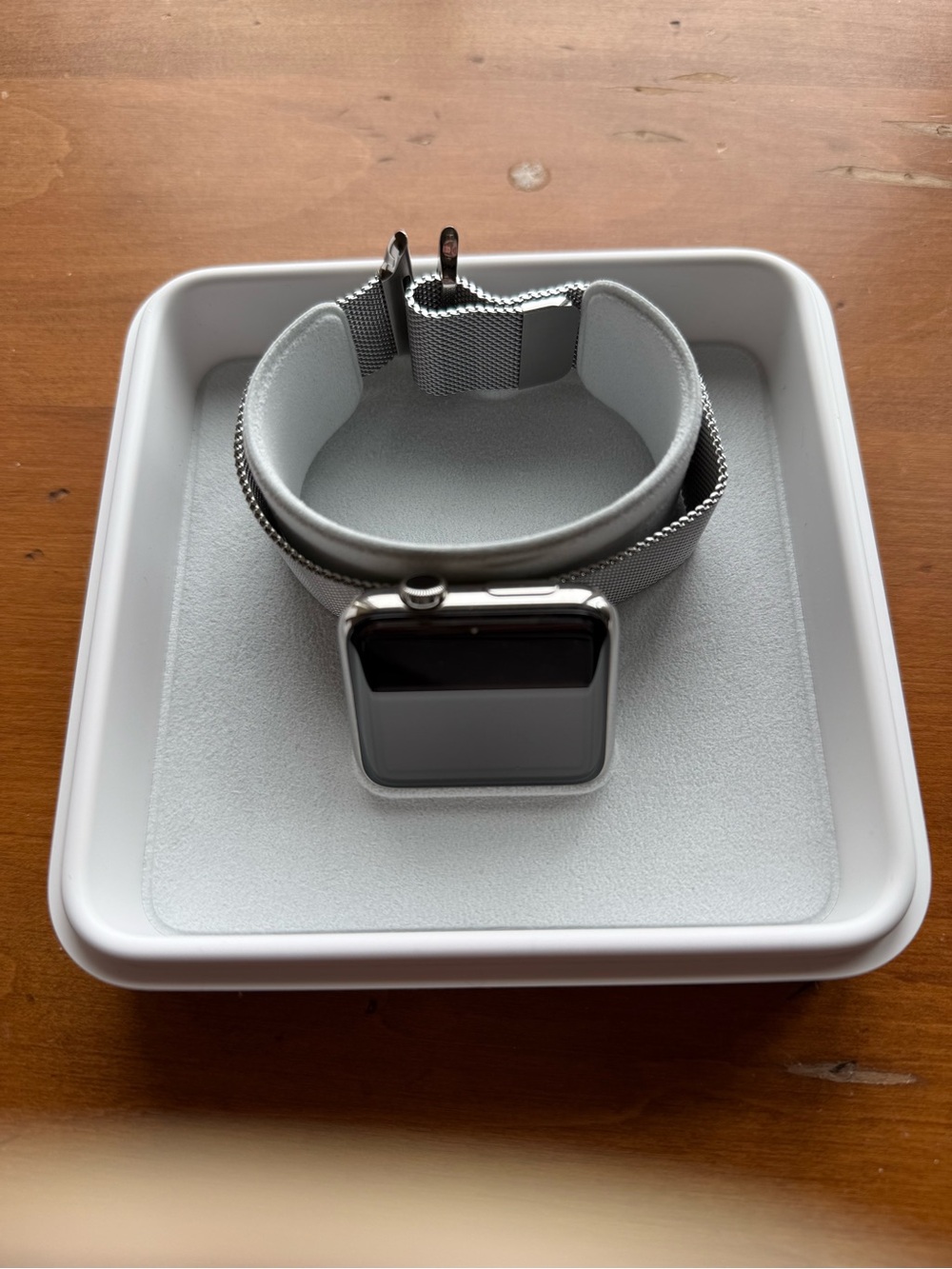 Apple Watch Stainless Steel with Silver Milanese Loop